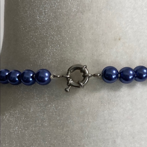 Hand Crafted Elegant Small Blue Pearl Necklace Bracelet Set Wedding Anniversary - Picture 13 of 17